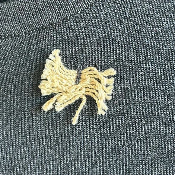 Doncaster Black Tan Fringe Lightweight Silk Blend Cardigan Sweater Size Large - Picture 3 of 5